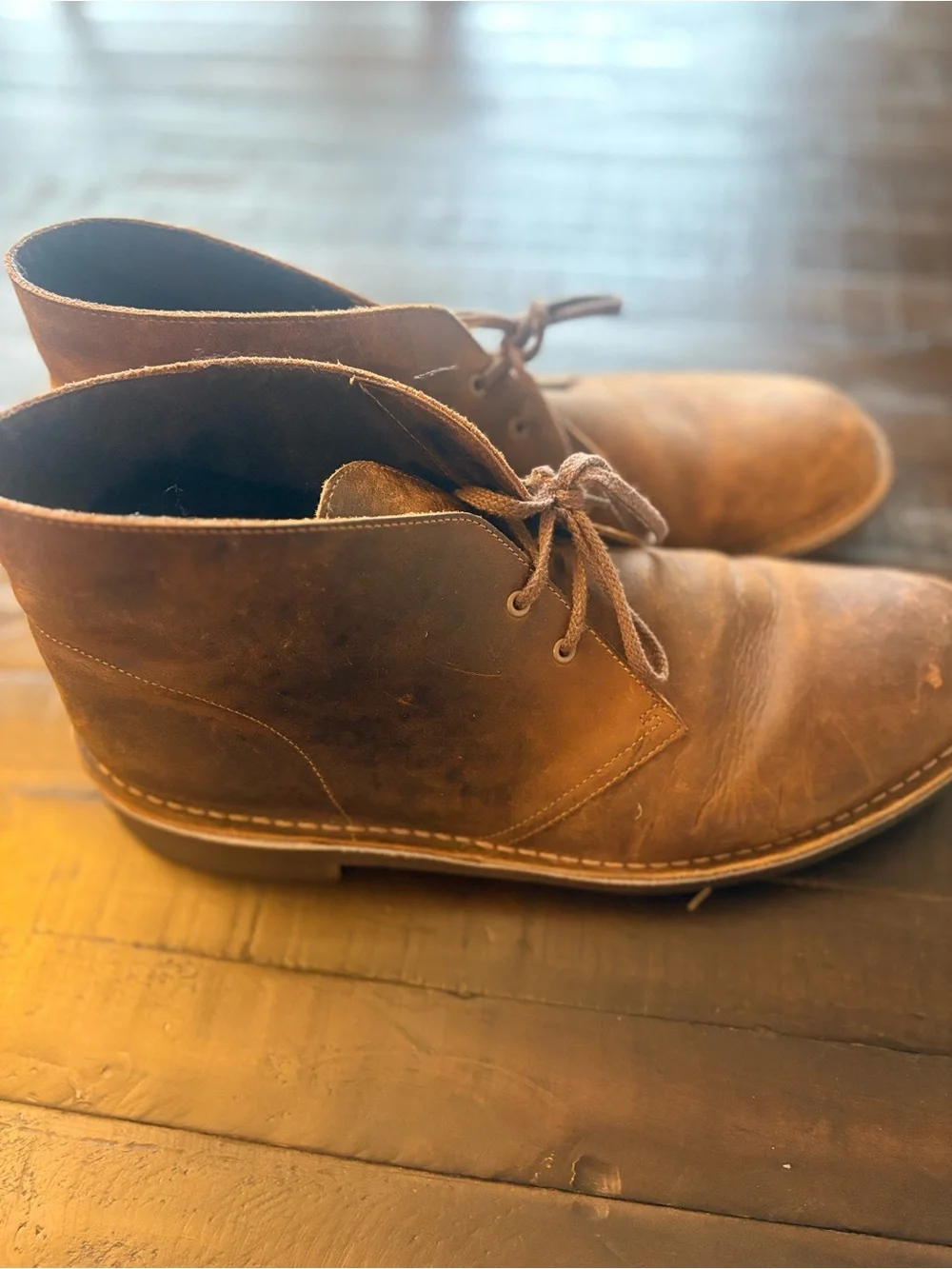 Clarks Men’s Brown Leather Chukka Desert Boots Lace Up Ankle US 13 Medium